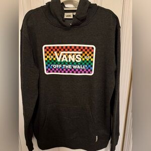 Vans Men's Charcoal Hoodie with Multicolor Logo